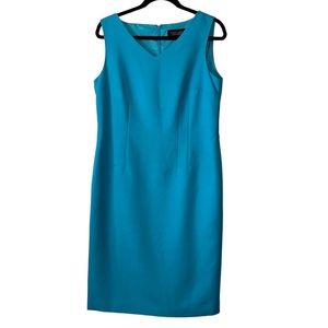 Evan Picone Black Label Turquoise V-neck Sleeveless Dress (10)